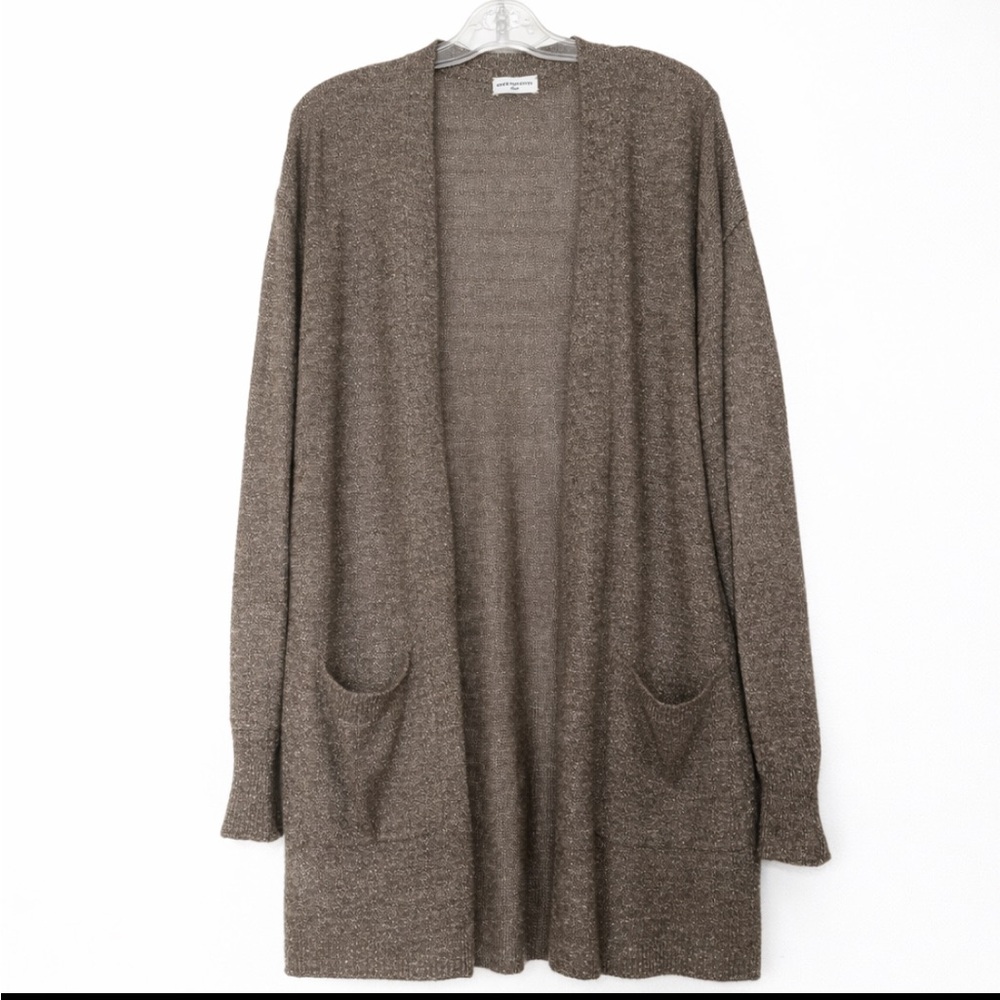 Dries Van Noten Alpaca Lurex Long Open Cardigan tan golden shimmer Knit Large
